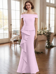 Off-The-Shoulder Cascading Ruffles Mother Of The Bride Dresses