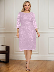 Sheath/Column Scoop Knee-Length Lace Mother of the Bride Dress