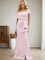 Elegant Wrap Sheath Mother Of The Bride Dresses With Split Front