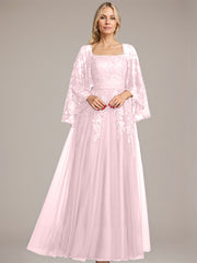 A-line Square Floor-Length Tulle Lace Sequin Mother of the Bride Dress
