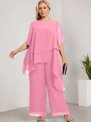 Separates Jumpsuit/Pantsuit Scoop Ankle-Length Chiffon Mother of the Bride Dress