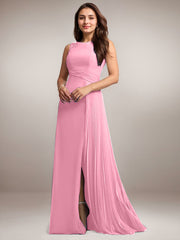 A-Line Scoop Floor-Length Sequins Chiffon Mother of the Bride Dress
