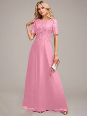 A-Line Round Neck Sequin Mother of Bride Dress With Appliques