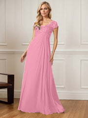 A-Line V-Neck Floor-Length Chiffon Mother of the Bride Dress