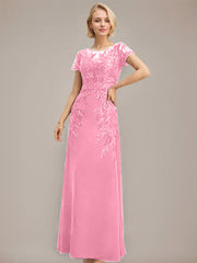 Sheath/Column Scoop Illusion Floor-Length Lace Chiffon Mother of the Bride Dress With Sequins