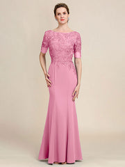 Grey Blue Mermaid Floor Length Chiffon Mother of Bride Dress With Appliques