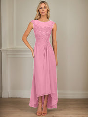 A-Line Scoop Asymmetrical Chiffon Mother of the Bride Dress