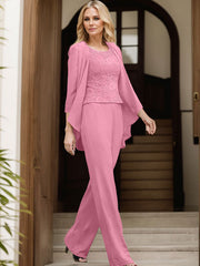 Jumpsuit/Pantsuit Scoop Neck Chiffon Mother Of The Bride Dresses With Lace