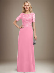 A-line Scoop Floor-Length Lace Chiffon Mother of the Bride Dress With Sequins