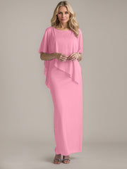 Sheath Scoop Floor-Length Beaded Mother of the Bride Dress