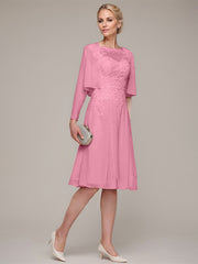 A-line/Princess Sleeveless Knee-Length Chiffon Mother of the Bride Dress With Jacket Appliqued Beading