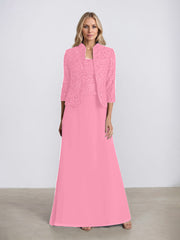 Sheath/Column Square Neck Floor-Length Chiffon Mother of the Bride Dress