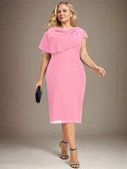 Sheath/Column Scoop Knee-Length Chiffon Mother of the Bride Dress With Beading