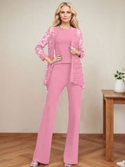 Jumpsuit/Pantsuit Scoop Neck Elastic Satin Mother Of The Bride Dresses