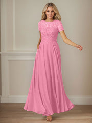 A-Line Boat-neck Sequins Chiffon Mother of the Bride Dress