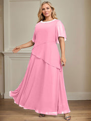 A-line Scoop Ankle-Length Chiffon Mother of the Bride Dress With Beading