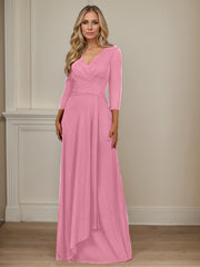 A-Line V-Neck Floor-Length Chiffon Mother of the Bride Dress