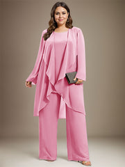 Pantsuit Separates Scoop Floor-Length Chiffon Mother of the Bride Dress