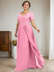 A-line V-Neck Floor-Length Chiffon Lace Mother of the Bride Dress