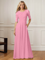 A-Line Square Neck Floor-Length Chiffon Mother of the Bride Dress