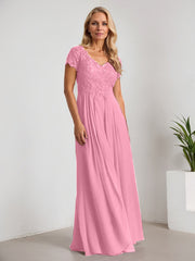 A-Line V-Neck Floor-Length Chiffon Mother of the Bride Dress