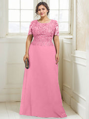 A-line Scoop Floor-Length Lace Chiffon Mother of the Bride Dress With Sequins