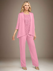 Stormy 3 Piece Long Mother of the Bride Pant Suits with Appliques