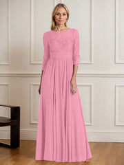 A-Line Scoop Floor-Length Sequins Chiffon Mother of the Bride Dress