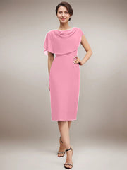 Sheath/Column Scoop Knee-Length Chiffon Mother of the Bride Dress With Beading