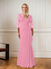 A-Line Floor-Length Scoop Chiffon Mother of Bride Dress