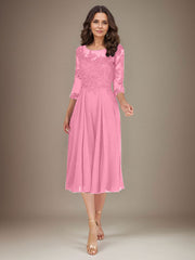Plum A-Line Scoop Lace Chiffon Mother of the Bride Dress