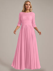 A-Line Scoop Floor-Length Chiffon Mother of the Bride Dress