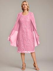 A-line Scoop Knee-Length Lace Mother of the Bride Dress With Sequins