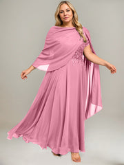 A-line V-Neck Illusion Ankle-Length Lace Chiffon Mother of the Bride Dress With Sequins
