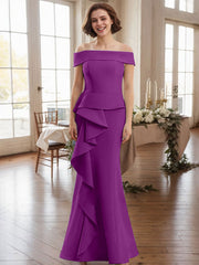 Off-The-Shoulder Cascading Ruffles Mother Of The Bride Dresses