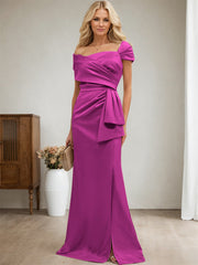 Elegant Wrap Sheath Mother Of The Bride Dresses With Split Front