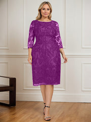 Sheath/Column Scoop Knee-Length Lace Mother of the Bride Dress
