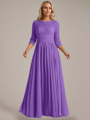 A-Line Scoop Floor-Length Chiffon Mother of the Bride Dress