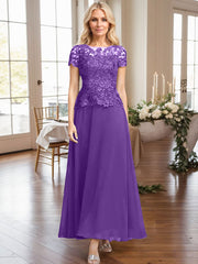 A-Line Illusion Neck Ankle-Length Chiffon Mother Of The Bride Dresses With Lace
