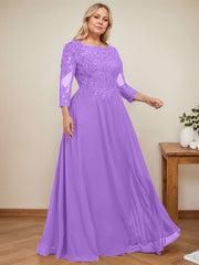 A-line Scoop Floor-Length Lace Chiffon Mother of the Bride Dress With Sequins