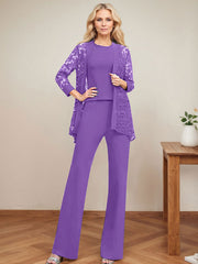 Jumpsuit/Pantsuit Scoop Neck Elastic Satin Mother Of The Bride Dresses