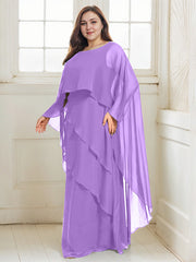 A-line Scoop Floor-Length Chiffon Mother of the Bride Dress