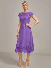 Dusty Rose A-Line Tea-Length Mother of the Bride Dress With Sequins