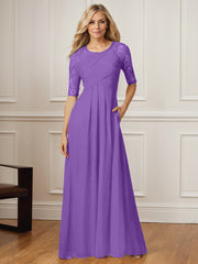 A-Line Square Neck Floor-Length Chiffon Mother of the Bride Dress