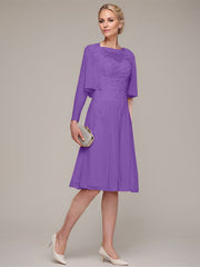 A-line/Princess Sleeveless Knee-Length Chiffon Mother of the Bride Dress With Jacket Appliqued Beading