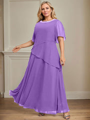 A-line Scoop Ankle-Length Chiffon Mother of the Bride Dress With Beading