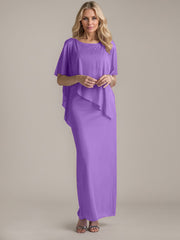 Sheath Scoop Floor-Length Beaded Mother of the Bride Dress