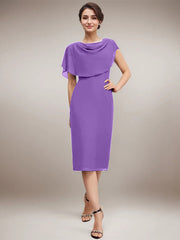 Sheath/Column Scoop Knee-Length Chiffon Mother of the Bride Dress With Beading