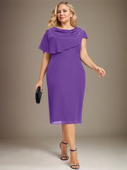 Sheath/Column Scoop Knee-Length Chiffon Mother of the Bride Dress With Beading