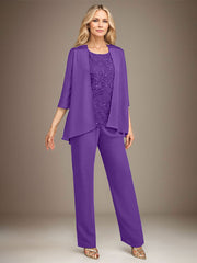 Stormy 3 Piece Long Mother of the Bride Pant Suits with Appliques